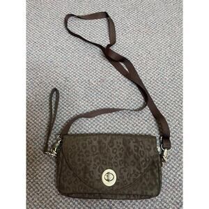 Baggallini Brown Leopard Wristlet with Crossbody Strap